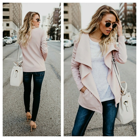 1 left! pink pocketed open cardigan - Picture 2 of 4